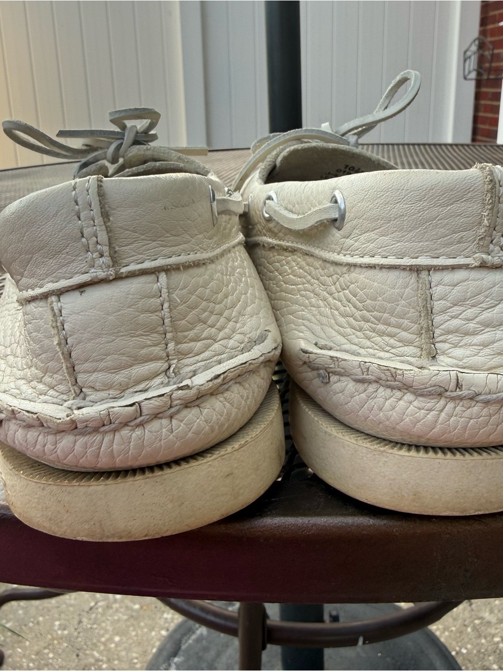 Sperry Top-Sider Authentic Original Boat Shoes Cream Leather Mens Size 10.5 EUC - Picture 5 of 8